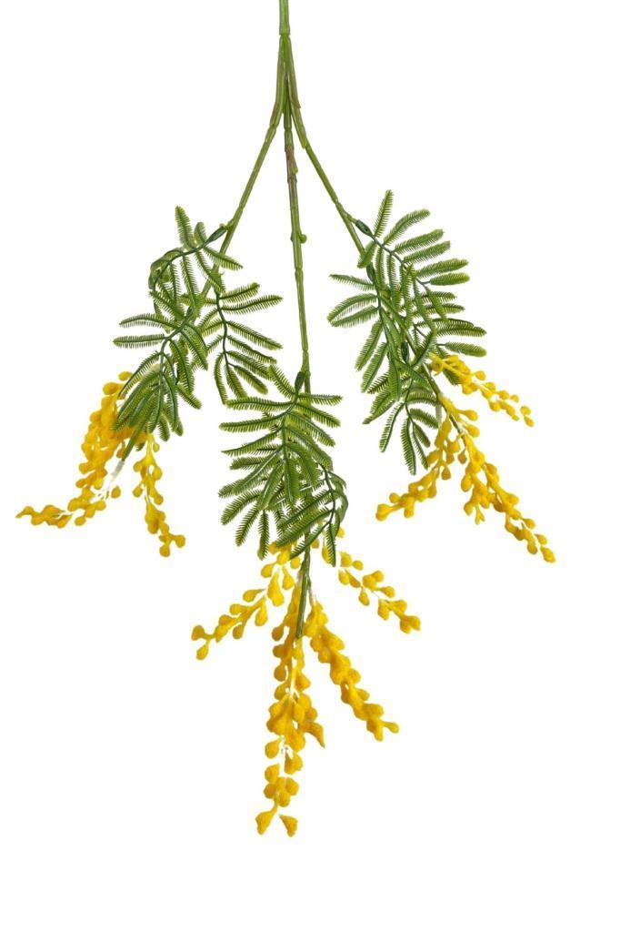 Yapay Çiçek Sarı Mimoza Uzun Dal 75cm 3Dallı Minosa Yapay Bitki 