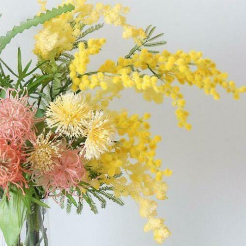 Yapay Çiçek Sarı Mimoza Uzun Dal 75cm 3Dallı Minosa Yapay Bitki 
