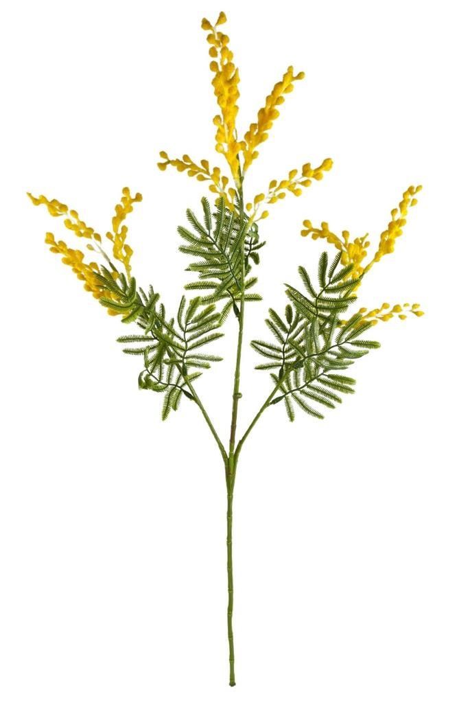 Yapay Çiçek Sarı Mimoza Uzun Dal 75cm 3Dallı Minosa Yapay Bitki 