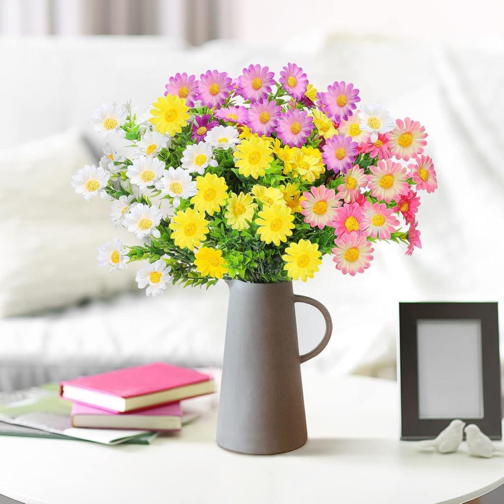 Yapay Çiçek Sarı Papatya 5 Dallı Plastik Dekoratif Yapay Bitki