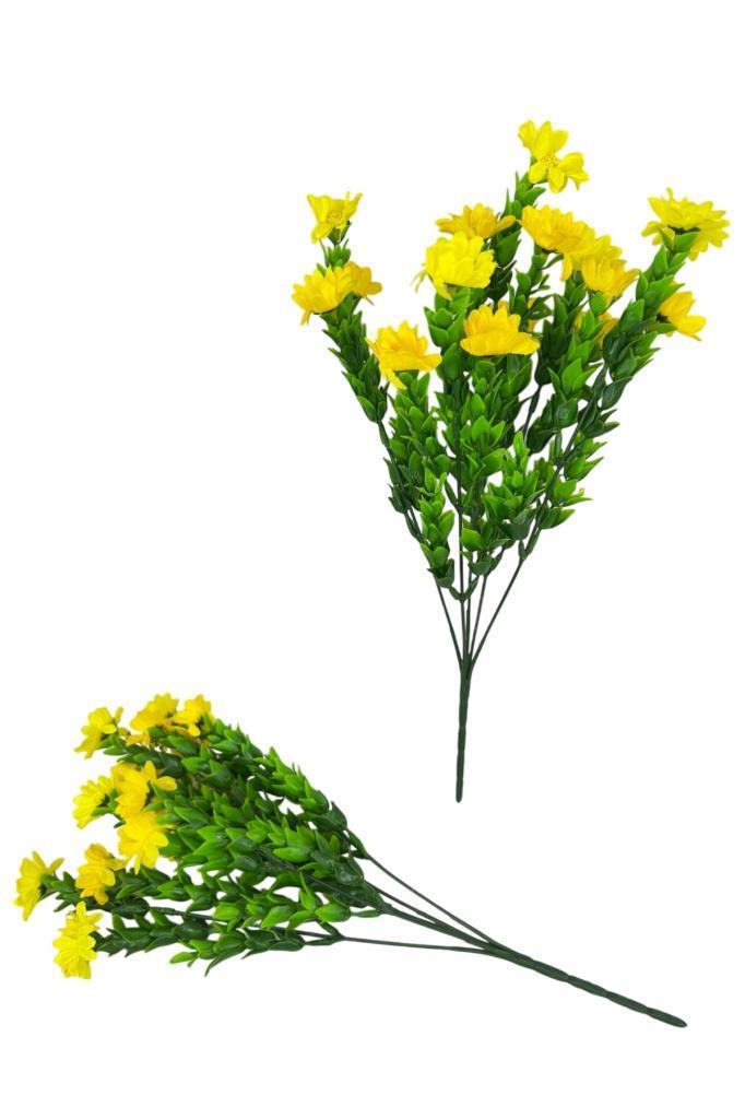 Yapay Çiçek Sarı Papatya 5 Dallı Plastik Dekoratif Yapay Bitki