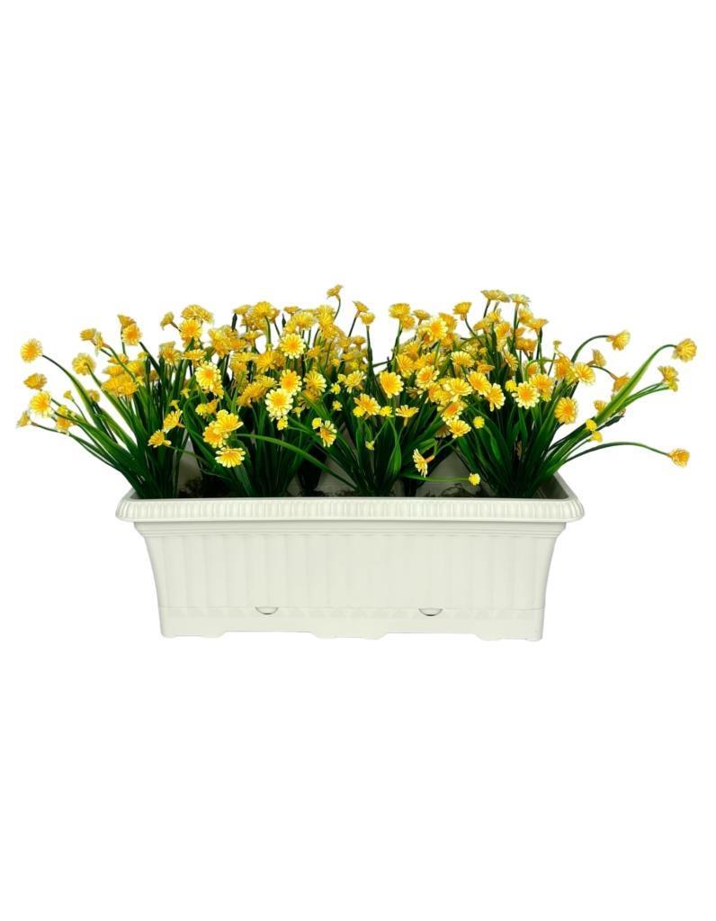 Yapay Çiçek Sarı Papatya Küpeşte Askılı Saksıda Balkon Çiçeği Çiçek Sepeti