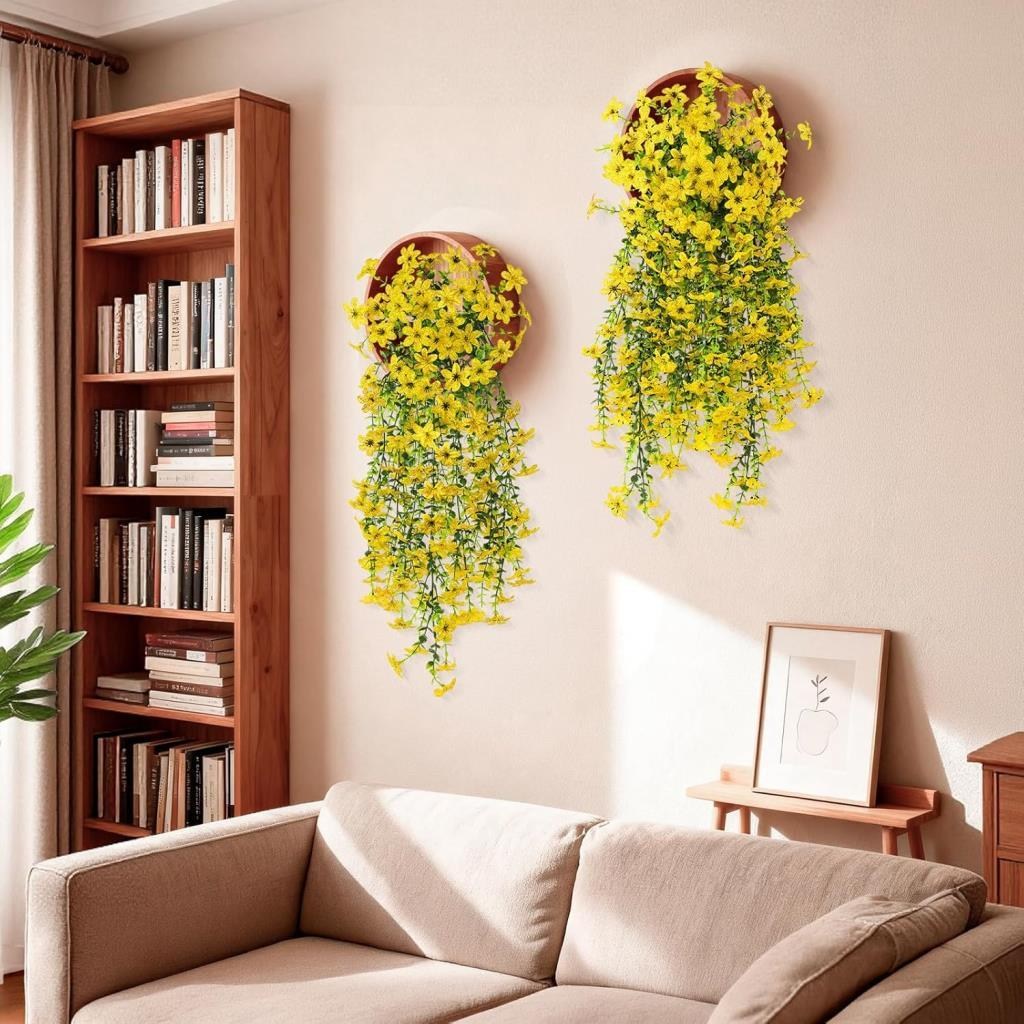 Yapay Çiçek Sarı Sarkan Mineli Okaliptus Şimşir Yapay Sarmaşık 5dal 60cm
