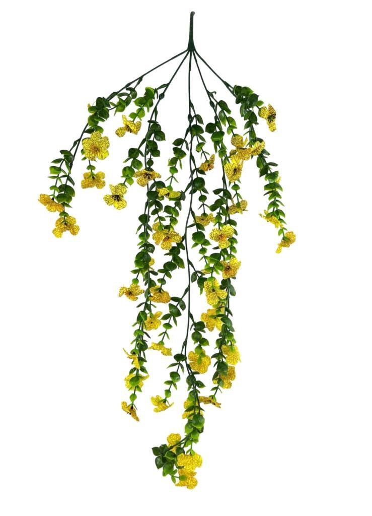 Yapay Çiçek Sarı Sarkan Mineli Okaliptus Şimşir Yapay Sarmaşık 5dal 60cm