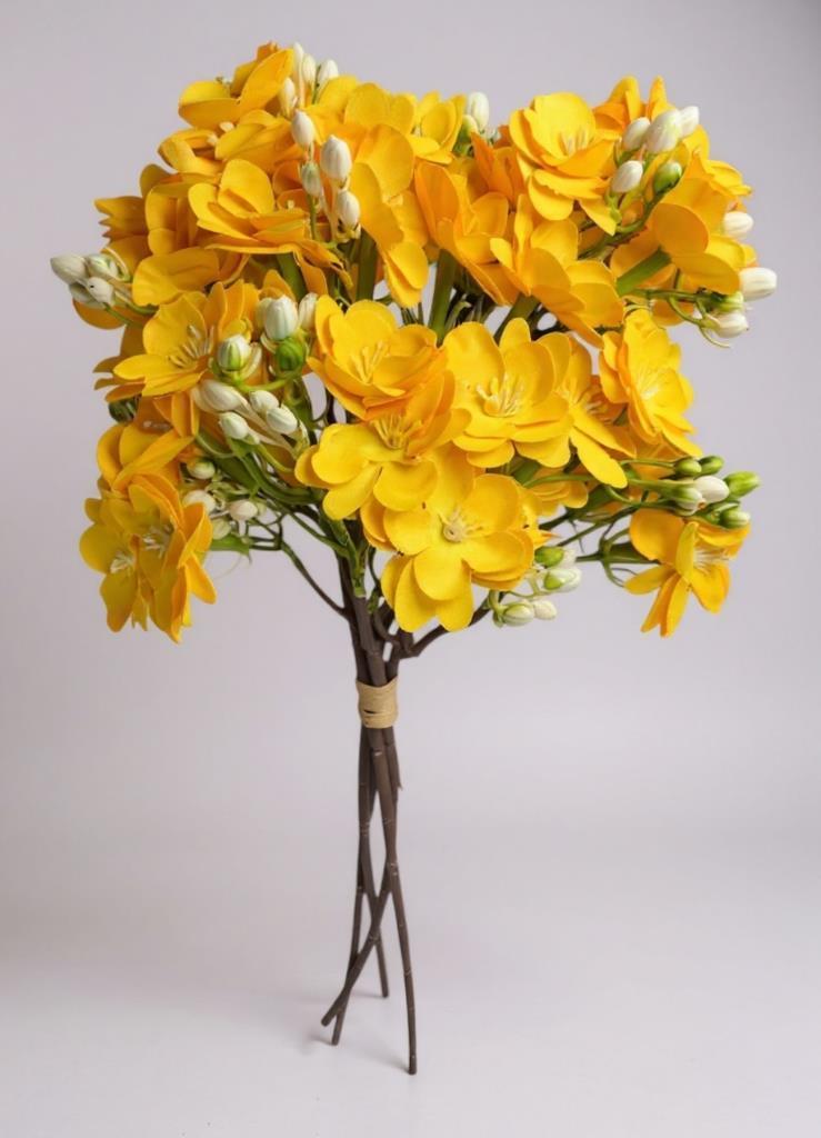 Yapay Çiçek Sarı Yasemin Çiçeği Demeti 4 Dallı Buket 40*20cm