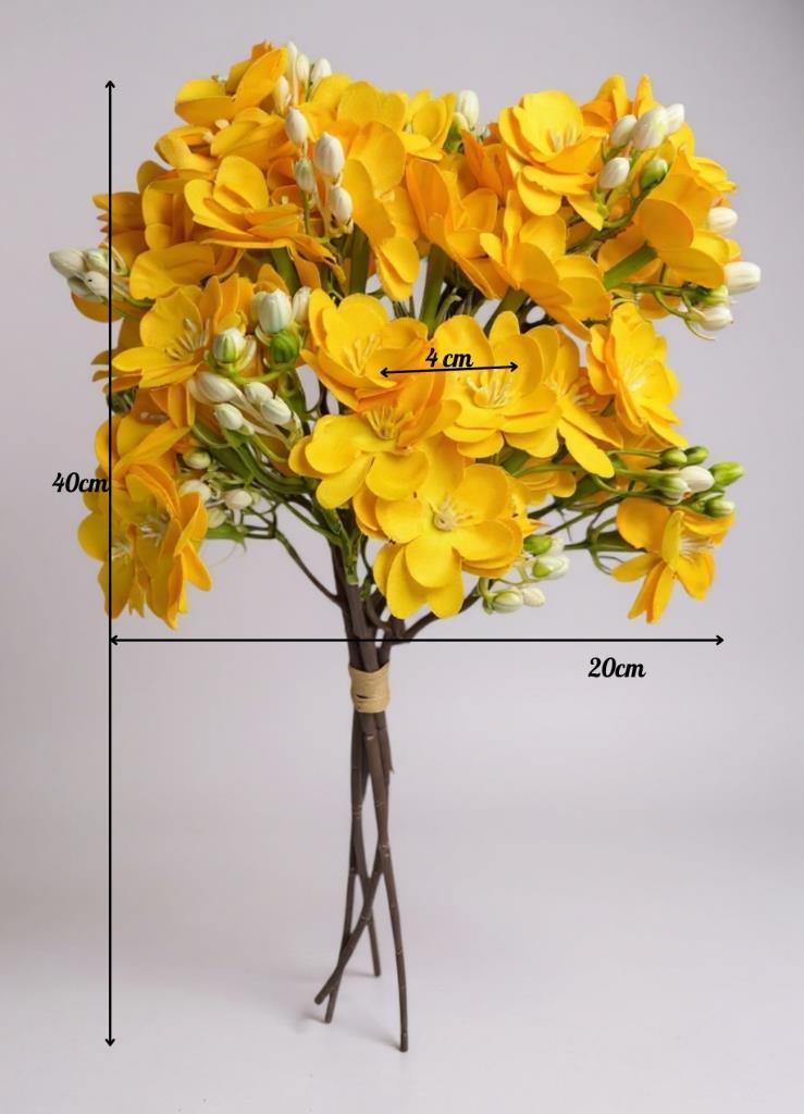 Yapay Çiçek Sarı Yasemin Çiçeği Demeti 4 Dallı Buket 40*20cm