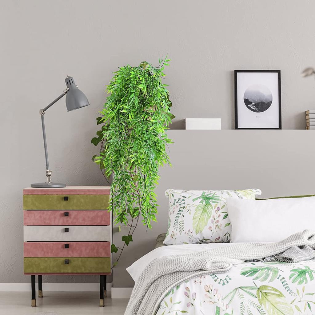 Yapay Çiçek Sarkan Bambu 60cm 5Dallı ty123 Yapay Sarmaşık Yeşil 