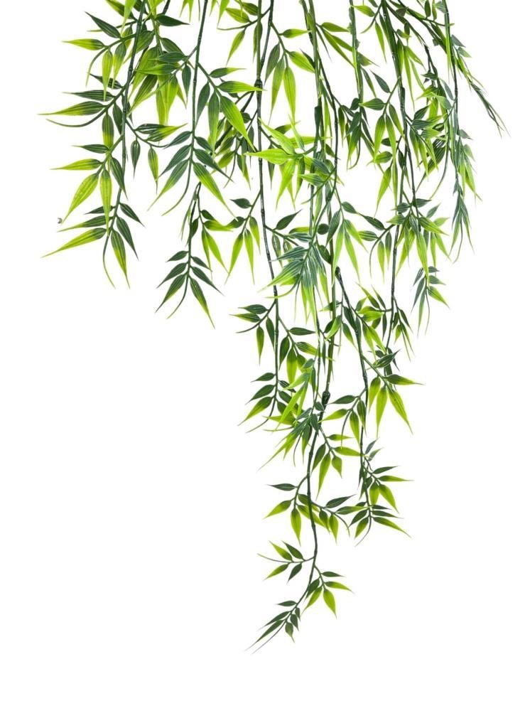 Yapay Çiçek Sarkan Bambu Yapraklı Bitki Küçük Siyah Saksıda Yapay Sarmaşık 65cm
