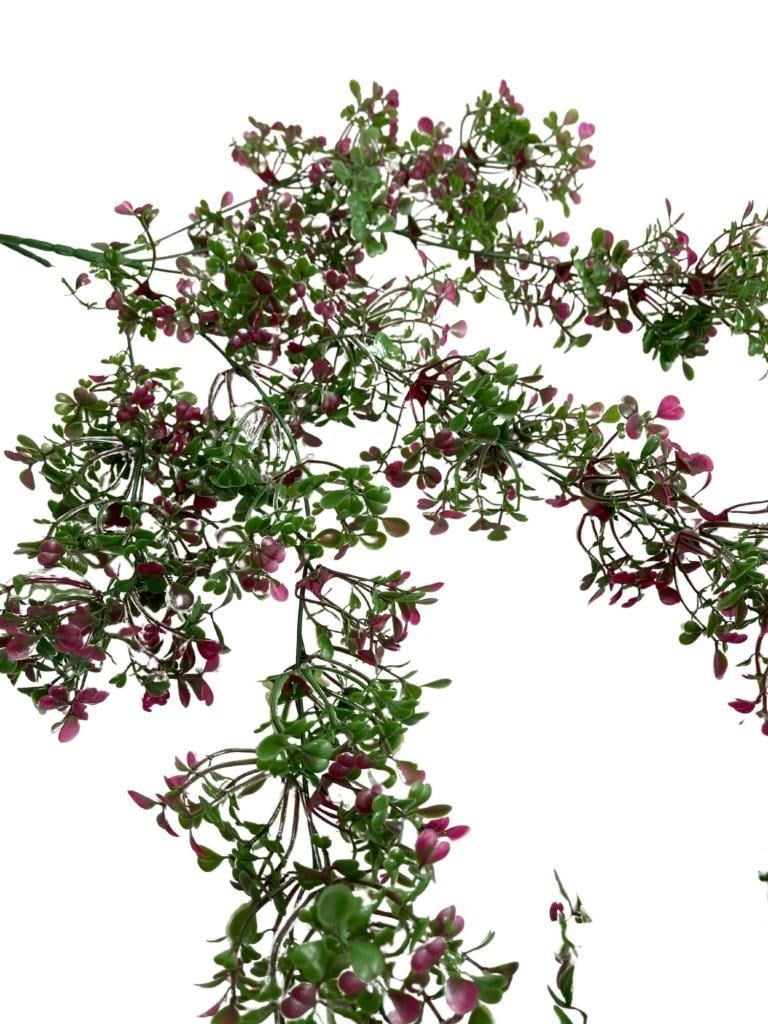 Yapay Çiçek Sarkan Çiçek Bordo Yeşil Fare Kulağı Şimşir Yapay Sarmaşık  60*30cm UV Katkılı Güneşe Dayanıklı