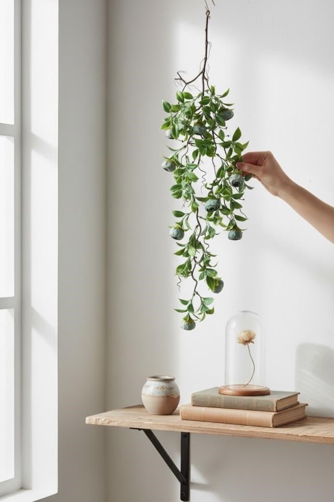 Yapay Çiçek Sarkan Doğal Dallı Mavi Erengüllü 70cm Yapay Sarmaşık