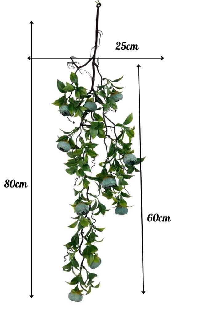 Yapay Çiçek Sarkan Doğal Dallı Mavi Erengüllü 70cm Yapay Sarmaşık
