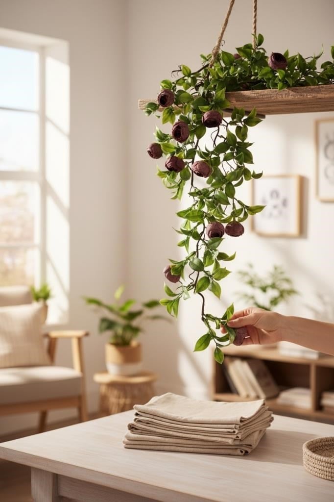 Yapay Çiçek Sarkan Doğal Dallı Mor Erengüllü 70cm Yapay Sarmaşık