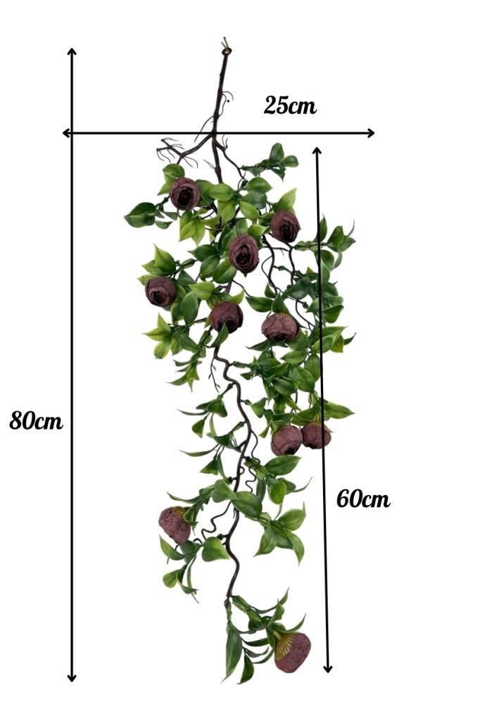 Yapay Çiçek Sarkan Doğal Dallı Mor Erengüllü 70cm Yapay Sarmaşık