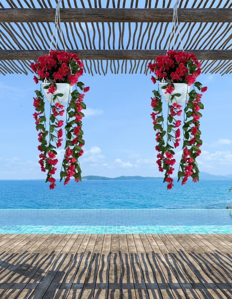 Yapay Çiçek Sarkan Menekşe Fuşya Begonvil Sarkaç Askılı Saksıda Balkon Çiçeği Çiçek Sepeti