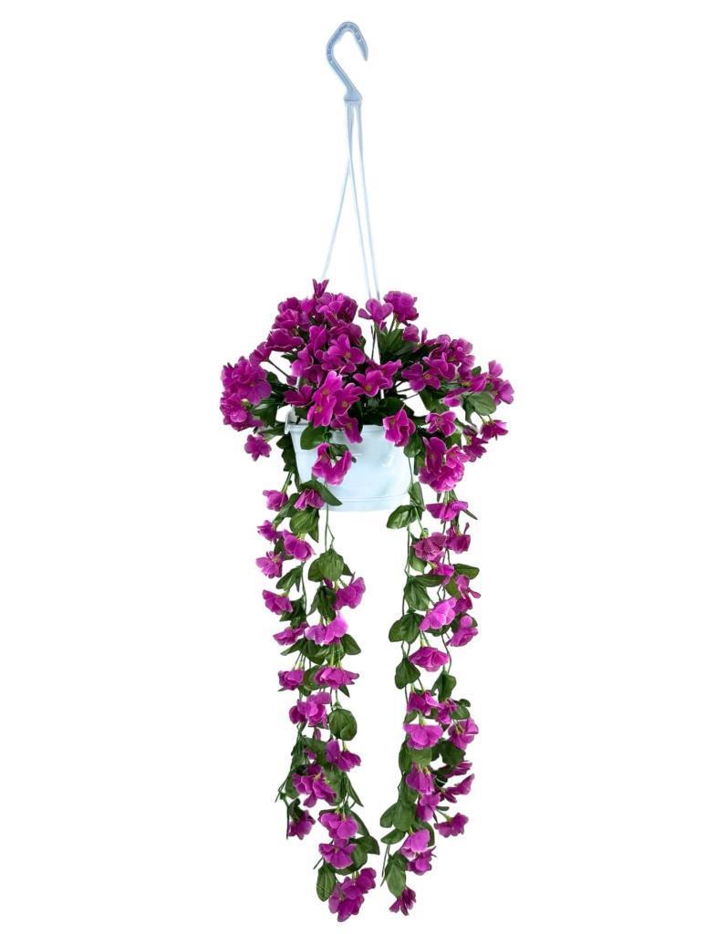 Yapay Çiçek Sarkan Menekşe Lila Begonvil Sarkaç Askılı Saksıda Balkon Çiçeği Çiçek Sepeti