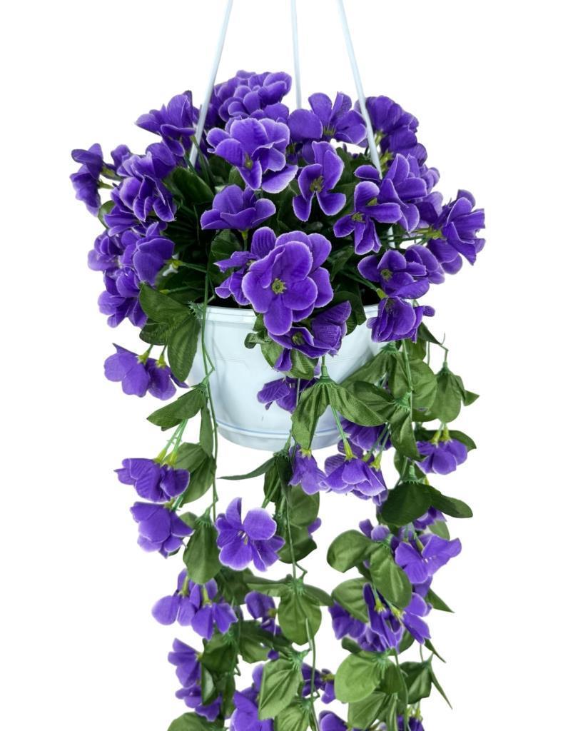 Yapay Çiçek Sarkan Menekşe Mor Begonvil Sarkaç Askılı Saksıda Balkon Çiçeği Çiçek Sepeti