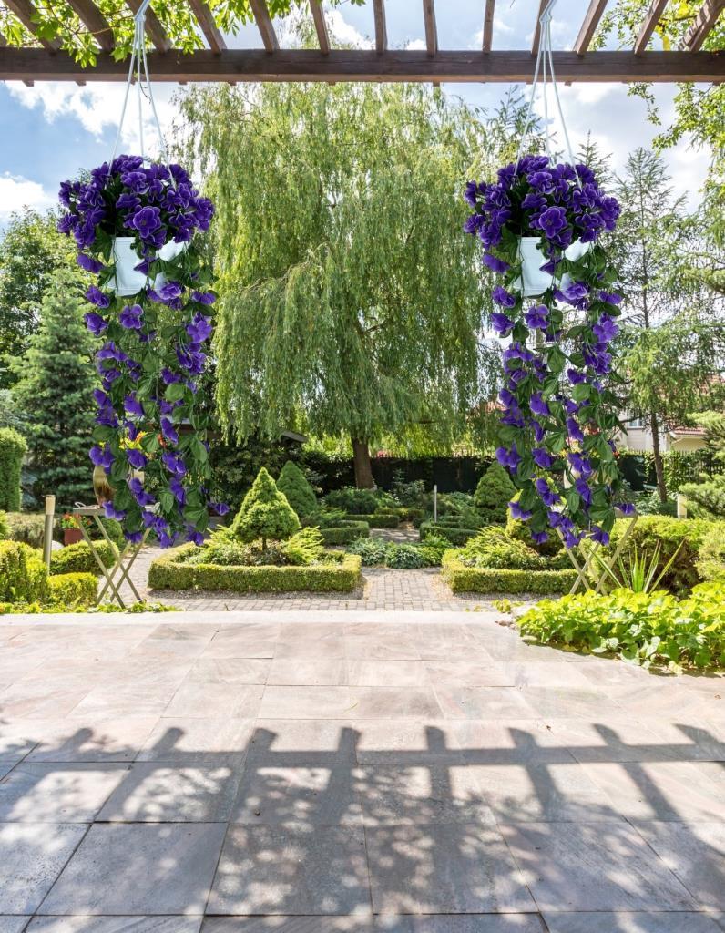 Yapay Çiçek Sarkan Menekşe Mor Begonvil Sarkaç Askılı Saksıda Balkon Çiçeği Çiçek Sepeti