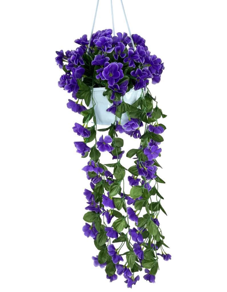 Yapay Çiçek Sarkan Menekşe Mor Begonvil Sarkaç Askılı Saksıda Balkon Çiçeği Çiçek Sepeti