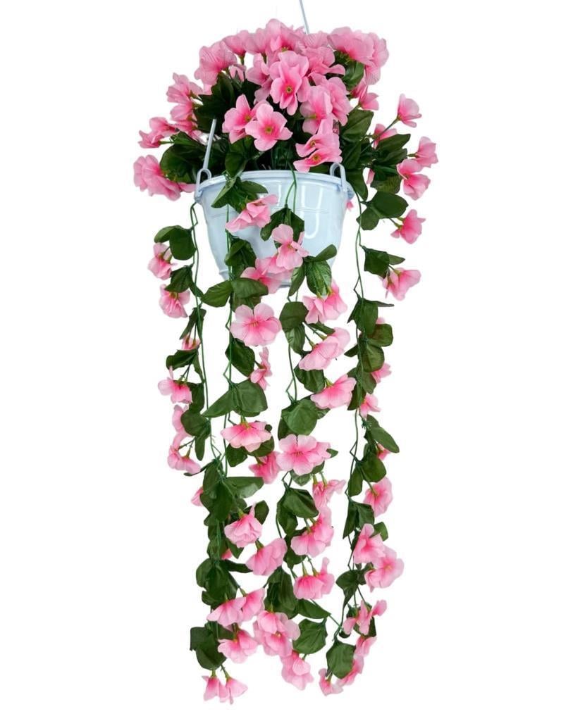 Yapay Çiçek Sarkan Menekşe Pembe Begonvil Sarkaç Askılı Saksıda Balkon Çiçeği Çiçek Sepeti