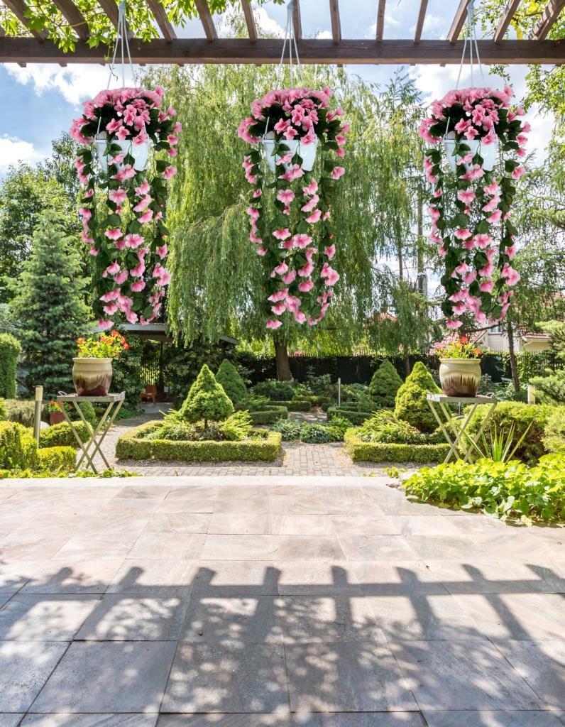 Yapay Çiçek Sarkan Menekşe Pembe Begonvil Sarkaç Askılı Saksıda Balkon Çiçeği Çiçek Sepeti