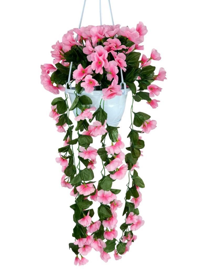 Yapay Çiçek Sarkan Menekşe Pembe Begonvil Sarkaç Askılı Saksıda Balkon Çiçeği Çiçek Sepeti