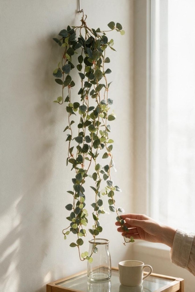 Yapay Çiçek Sarkan Mini Lüx Okaliptus Yapay Sarmaşık 60cm