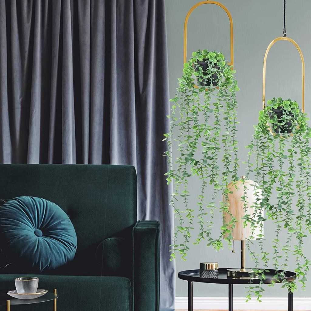 Yapay Çiçek Sarkan Okaliptus 80cm 5dal Yeşil Açık