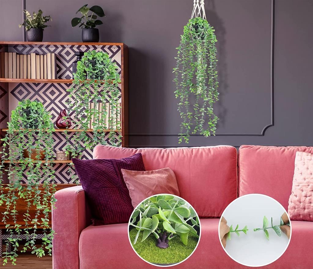 Yapay Çiçek Sarkan Okaliptus 80cm 5dal Yeşil Açık