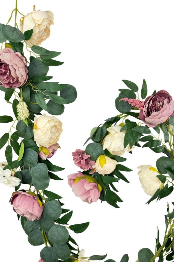 Yapay Çiçek Sarkan Ve Dolanan Şakayık Pudra Krem Okaliptus Yapay Sarmaşık Masa Çiçeği