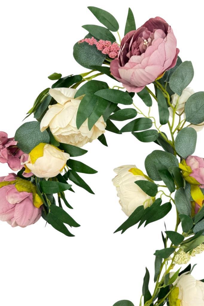 Yapay Çiçek Sarkan Ve Dolanan Şakayık Pudra Krem Okaliptus Yapay Sarmaşık Masa Çiçeği