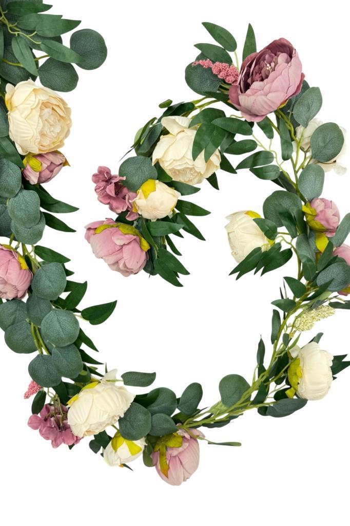 Yapay Çiçek Sarkan Ve Dolanan Şakayık Pudra Krem Okaliptus Yapay Sarmaşık Masa Çiçeği