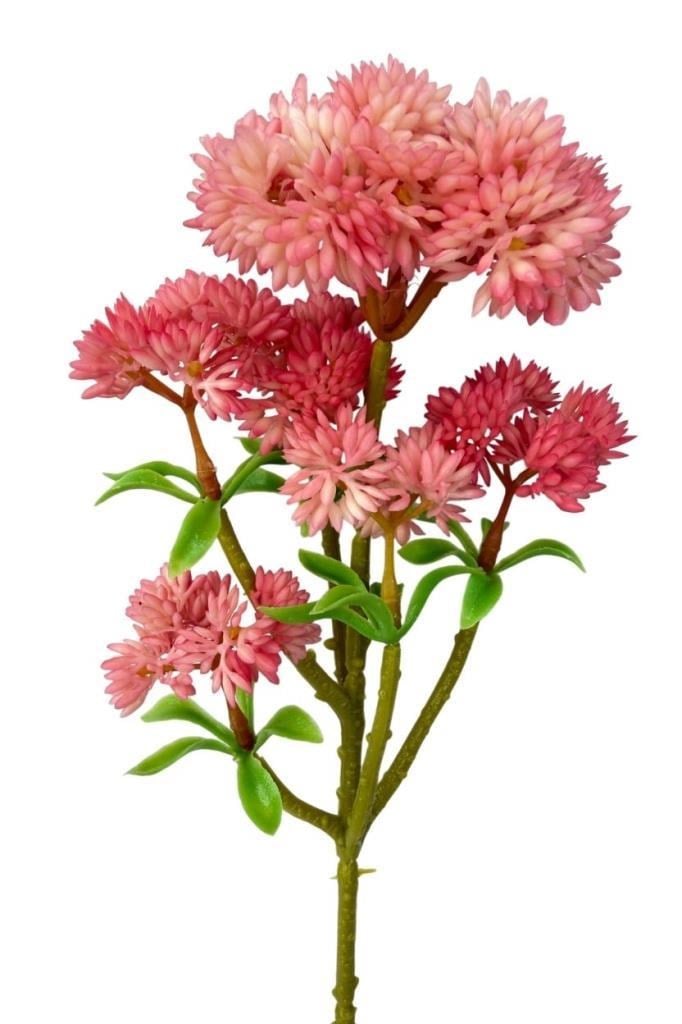Yapay Çiçek Sedum Succulent Dalı Pembe 33cm 