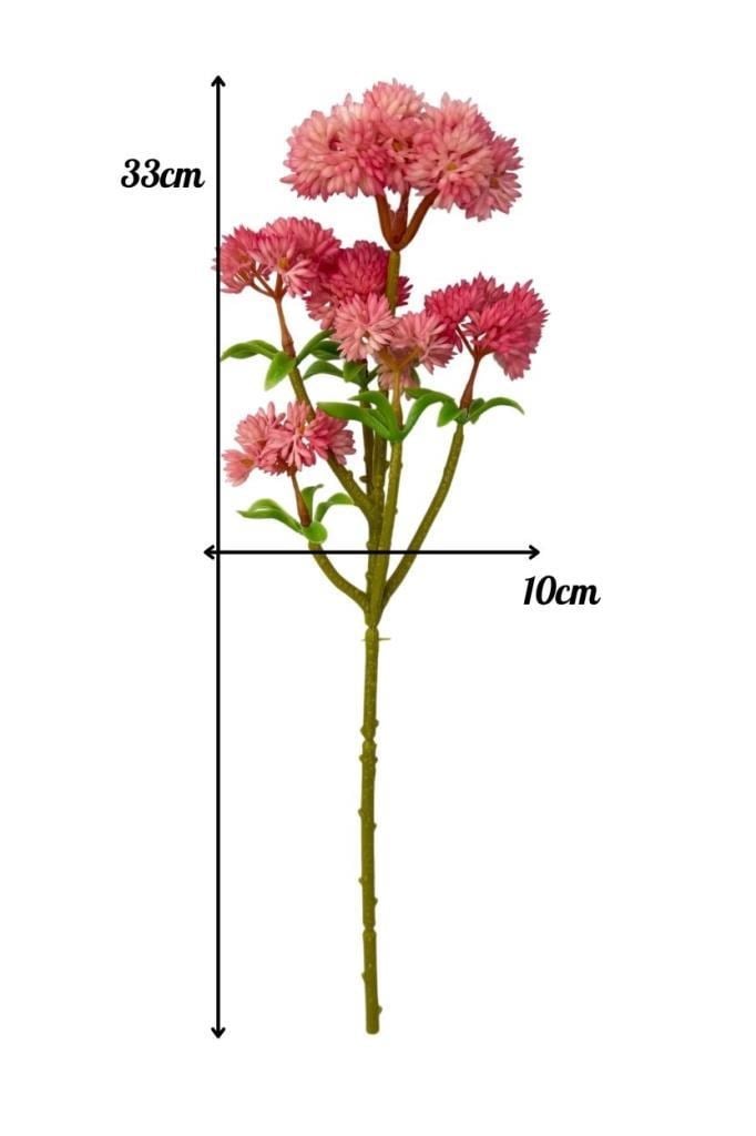 Yapay Çiçek Sedum Succulent Dalı Pembe 33cm 