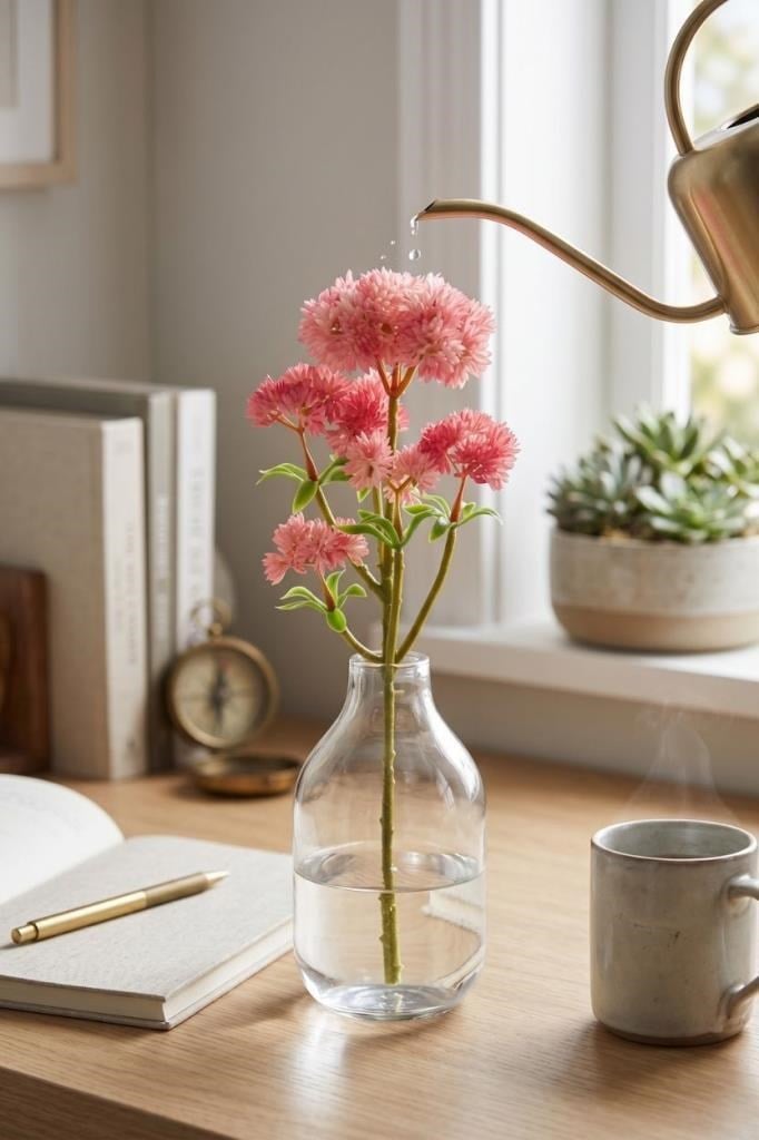 Yapay Çiçek Sedum Succulent Dalı Pembe 33cm 