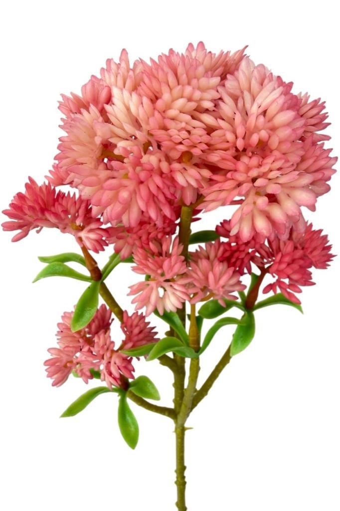 Yapay Çiçek Sedum Succulent Dalı Pembe 33cm 