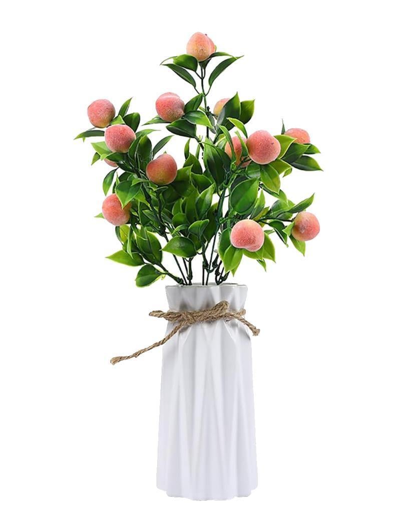 Yapay Çiçek Şeftali Demeti Yapay Meyve Demeti Yeşil Yapraklı 