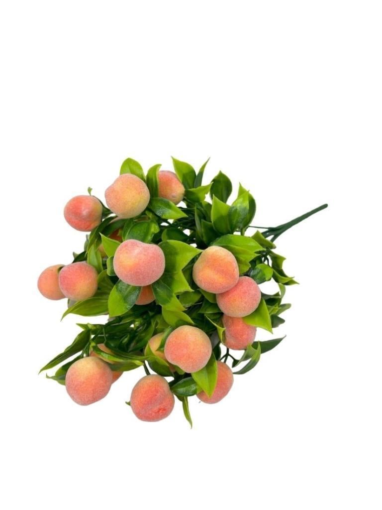 Yapay Çiçek Şeftali Demeti Yapay Meyve Demeti Yeşil Yapraklı 