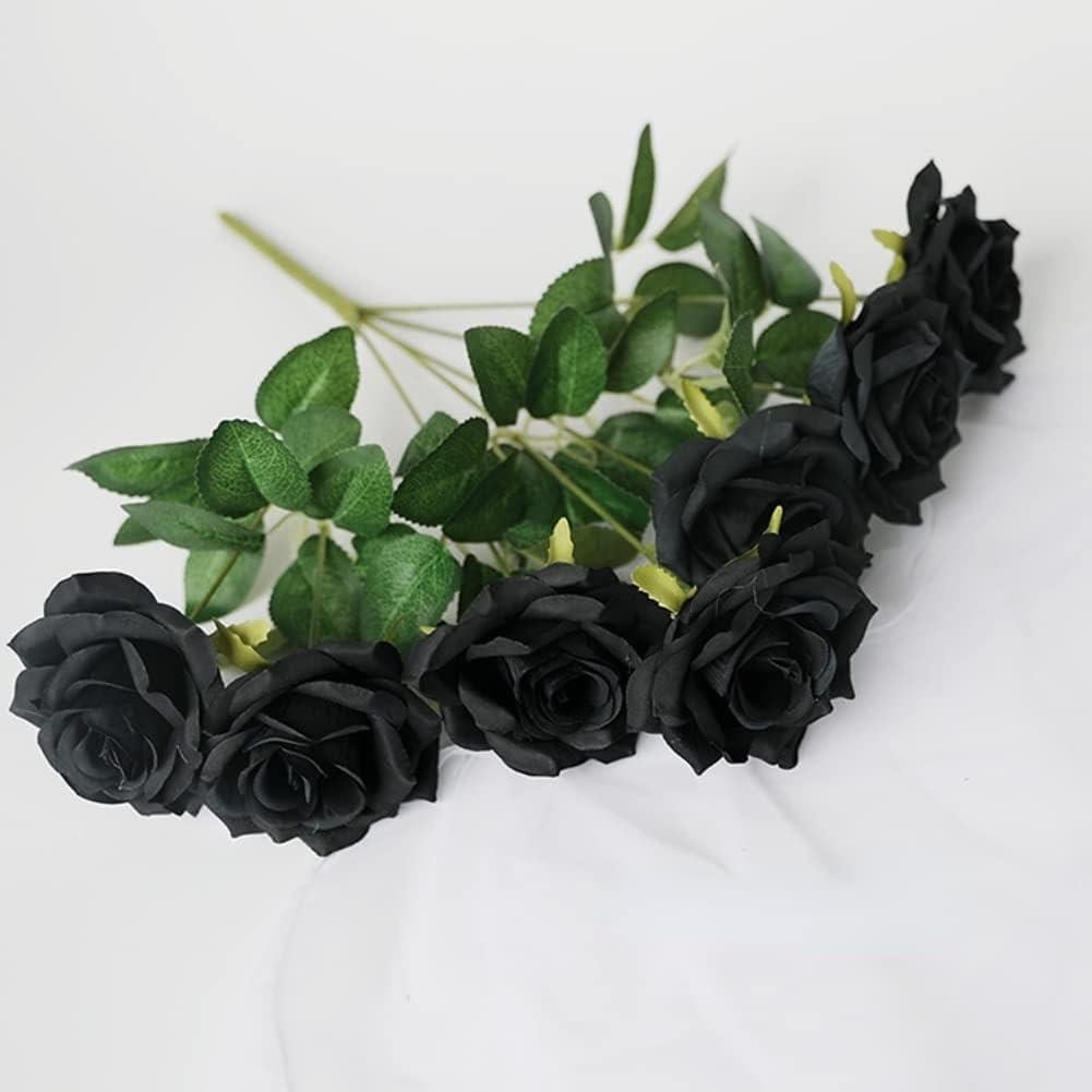 Yapay Çiçek Siyah 9lu Gül Demeti Kumaş 40*25cm