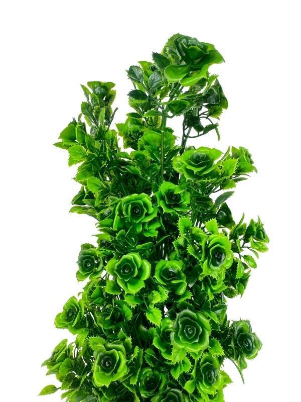 Yapay Çiçek Siyah Saksıda Güllü Yeşil Şimşir Ağacı 55cm