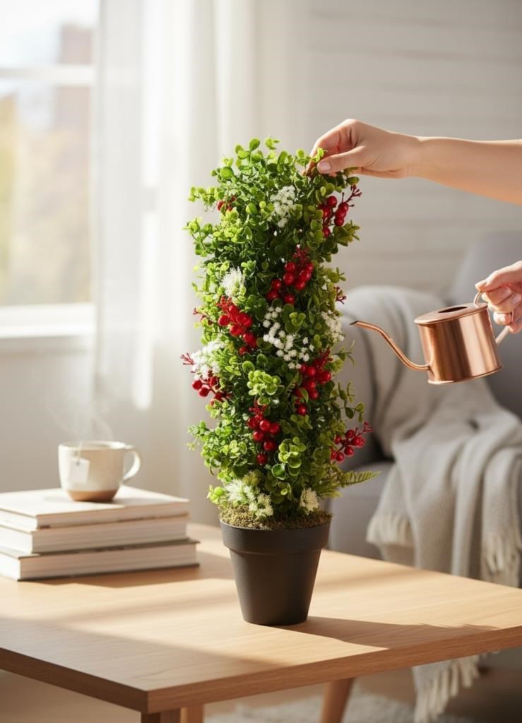 Yapay Çiçek Siyah Saksıda Kokinalı Yeşil Şimşir Ağacı 70*30cm