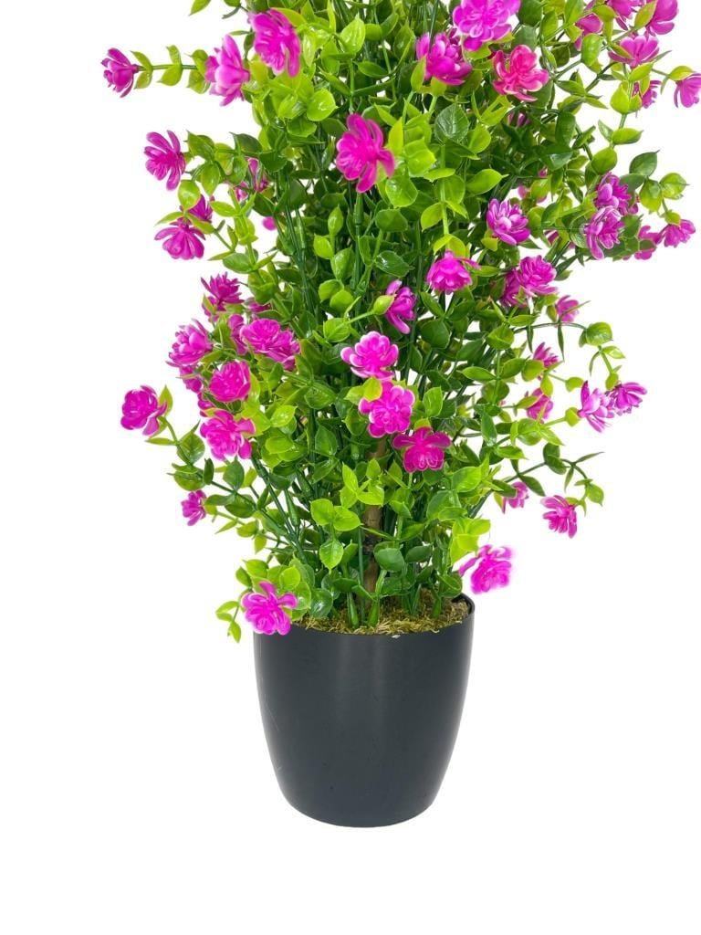 Yapay Çiçek Siyah Saksıda Lila Mineli Şimşir Ağacı 55cm