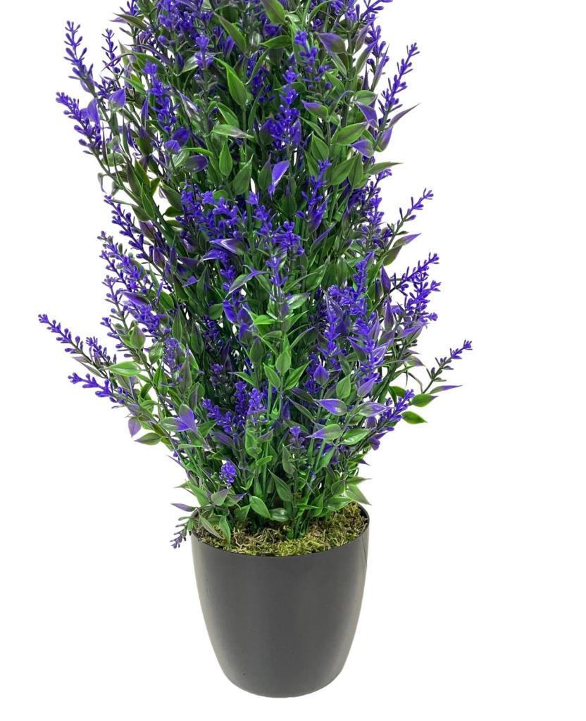 Yapay Çiçek Siyah Saksıda Mor Lavanta Ağacı 55cm