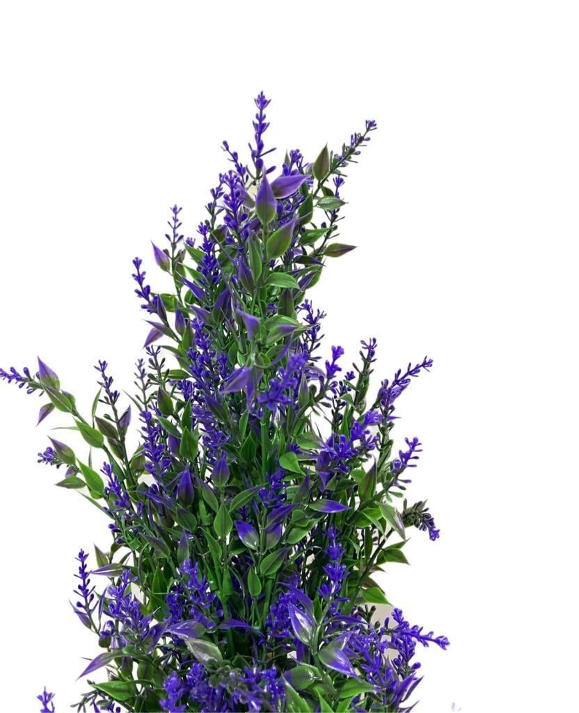 Yapay Çiçek Siyah Saksıda Mor Lavanta Ağacı 55cm