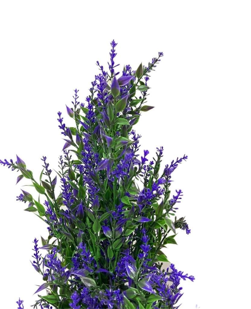 Yapay Çiçek Siyah Saksıda Mor Lavanta Ağacı 55cm