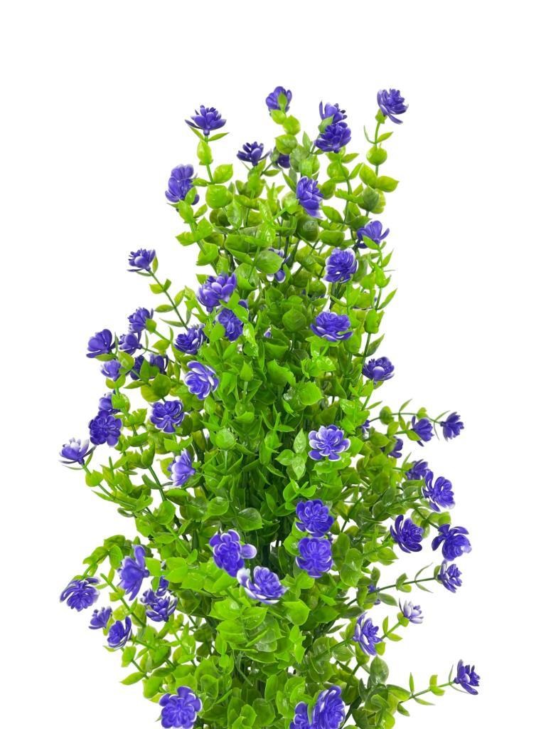 Yapay Çiçek Siyah Saksıda Mor Mineli Şimşir Ağacı 55cm