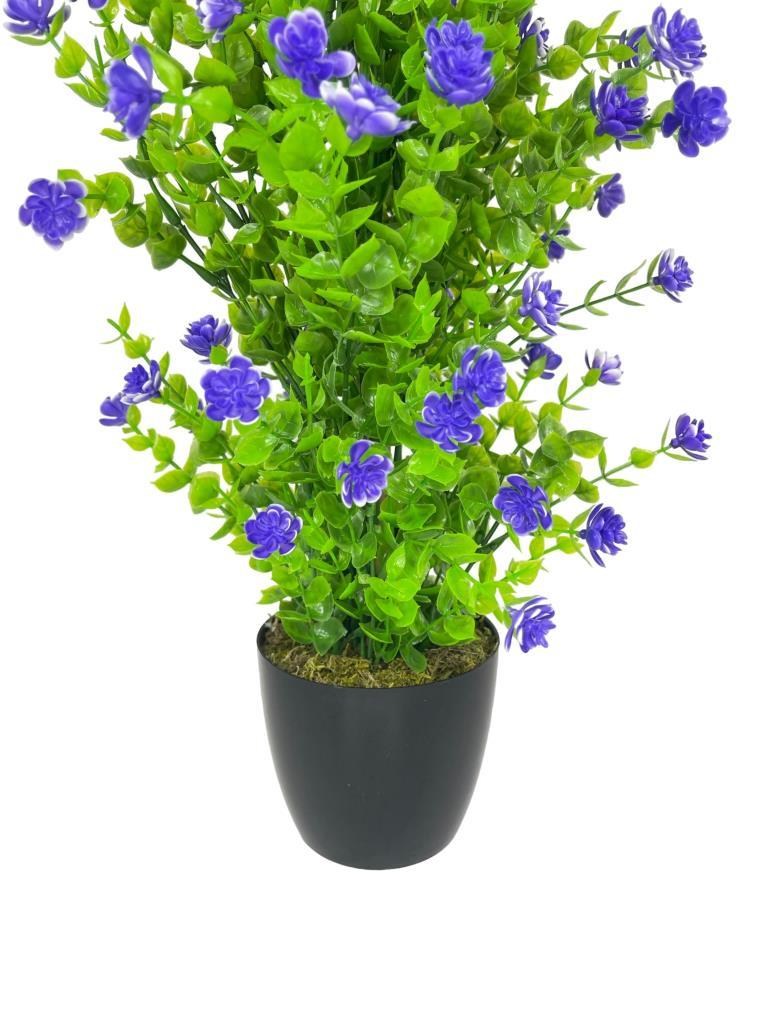 Yapay Çiçek Siyah Saksıda Mor Mineli Şimşir Ağacı 55cm