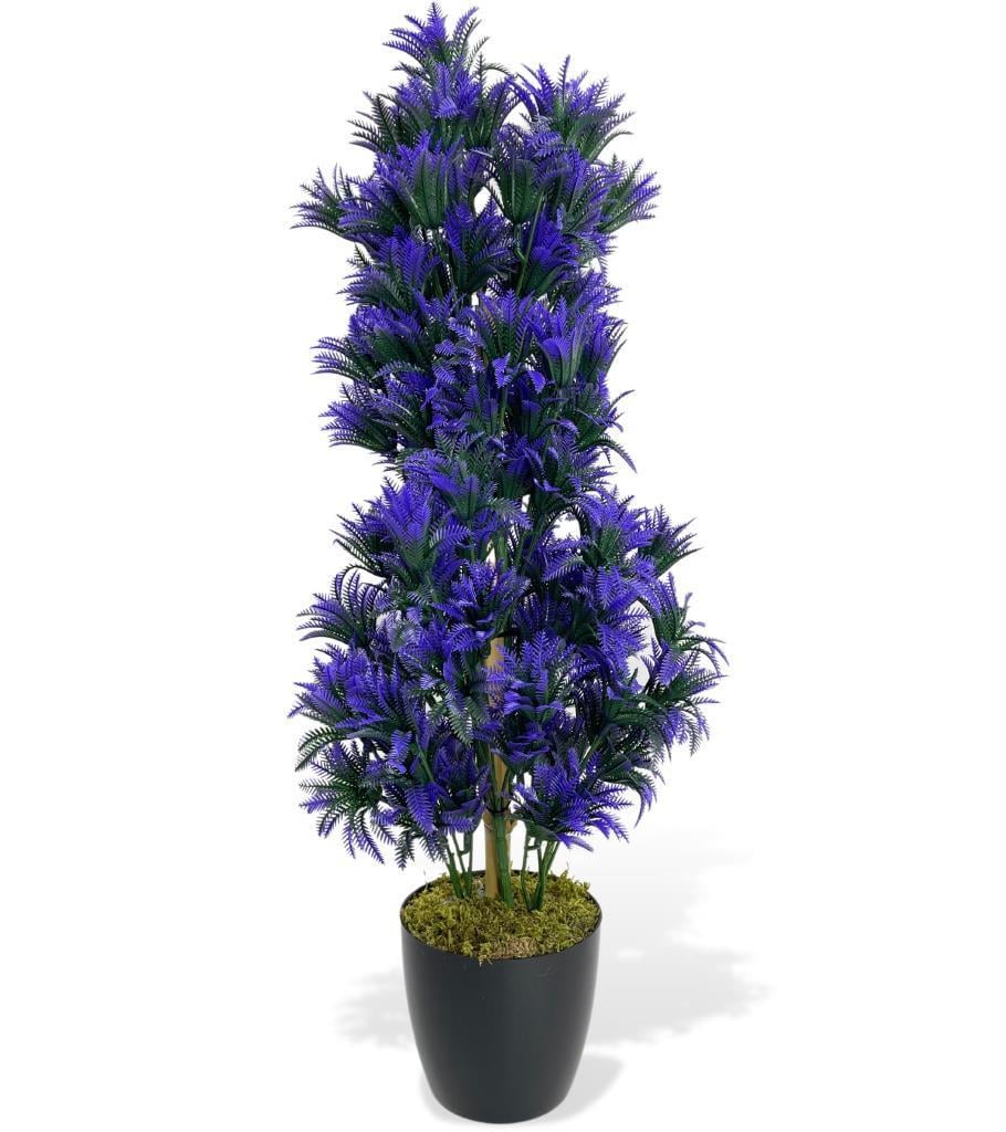 Yapay Çiçek Siyah Saksıda Mor Sıkas Ağacı 55cm