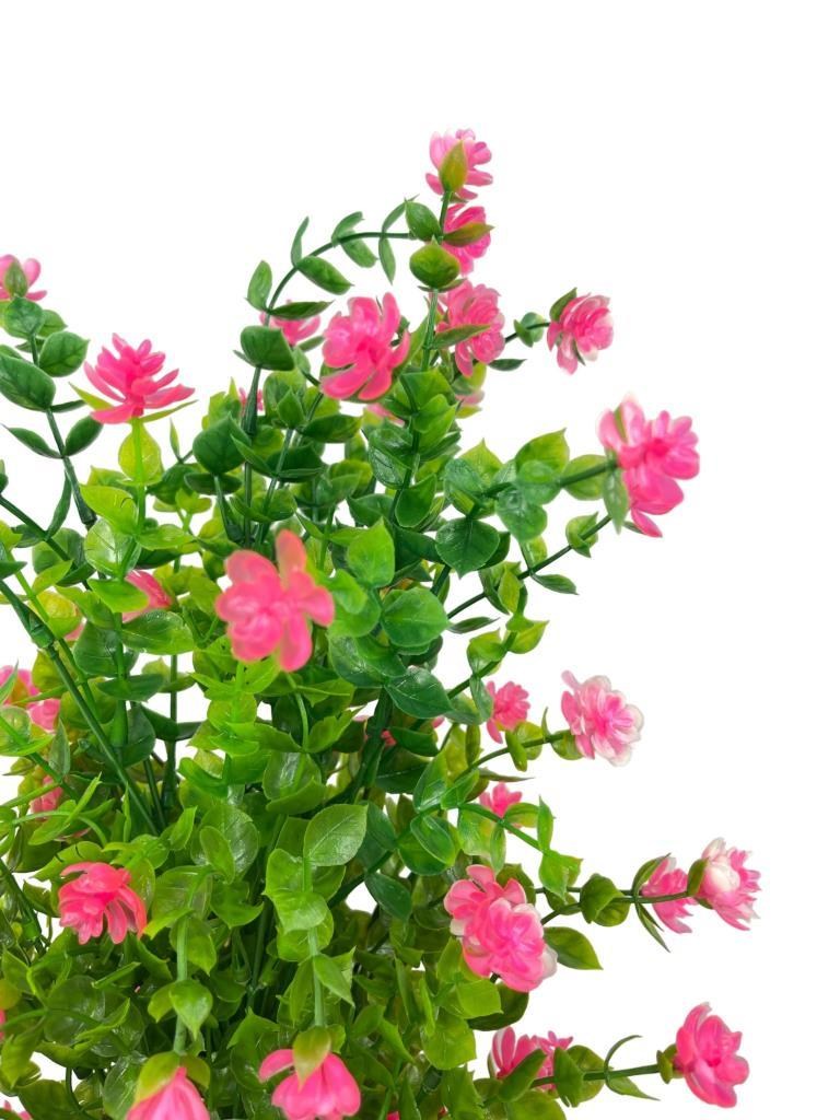 Yapay Çiçek Siyah Saksıda Pembe Mineli Şimşir Ağacı 55cm