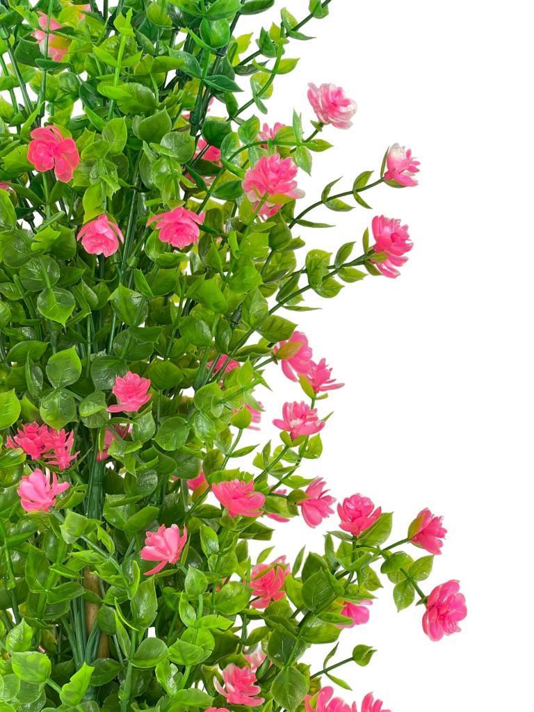 Yapay Çiçek Siyah Saksıda Pembe Mineli Şimşir Ağacı 55cm