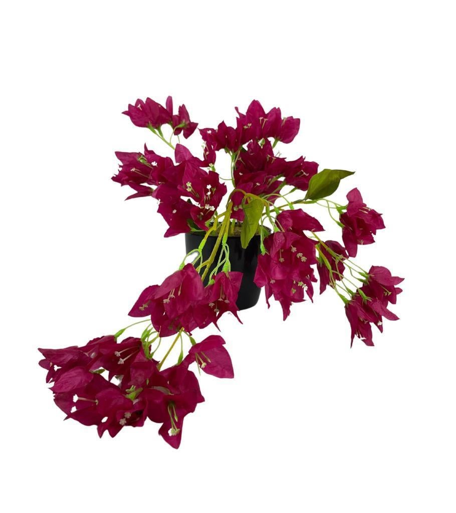 Yapay Çiçek Siyah Saksıda Sarkan Bodrum Begonvil Çiçeği Fuşya 40cm